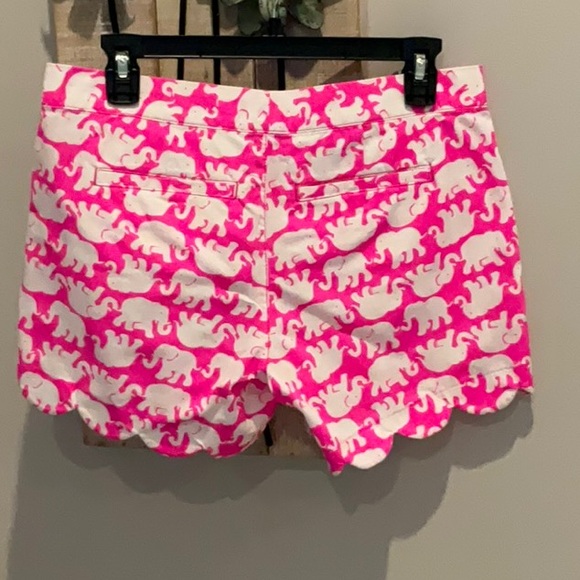 Lilly Pulitzer buttercup Pink Tusk in Sun Elephant Scalloped Hem shorts size 2 - Picture 4 of 8